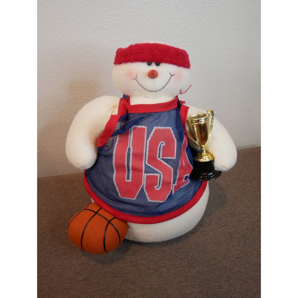 USA Basketball Snowman Christmas Decor Trophy Plush 15 Inch